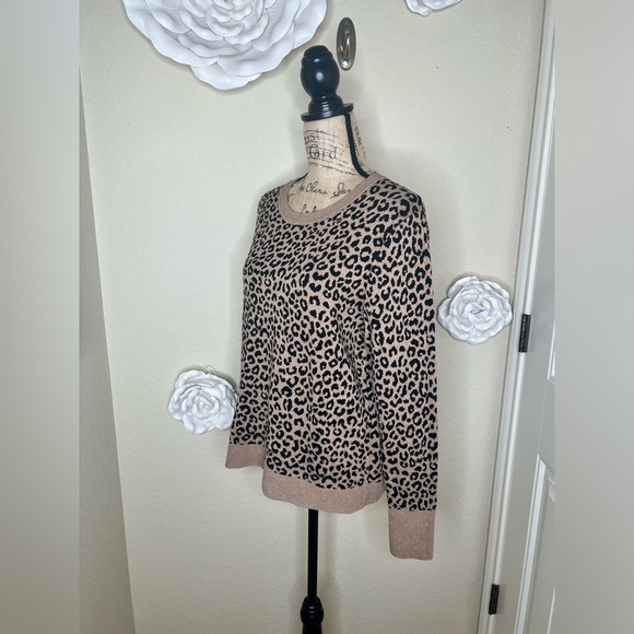 A New Day Tan & Black Leopard Animal Print Sweater Size Extra Extra Large - Picture 8 of 15